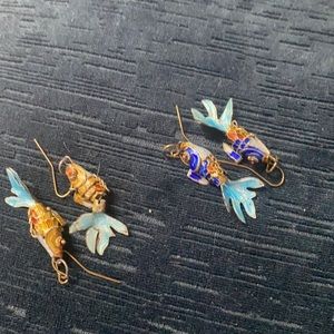 Fun cloisonné fish earring 2 pairs